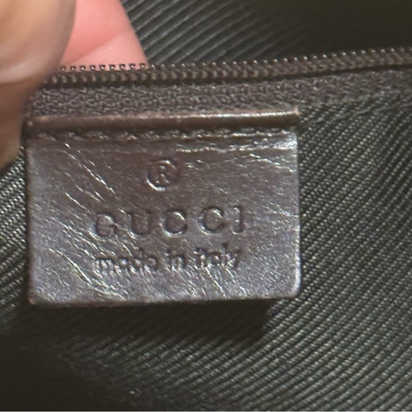 Gucci GG Monogram Canvas Tote Bag Brown Leather Trim Authentic Vintage Shopper - Picture 10 of 16